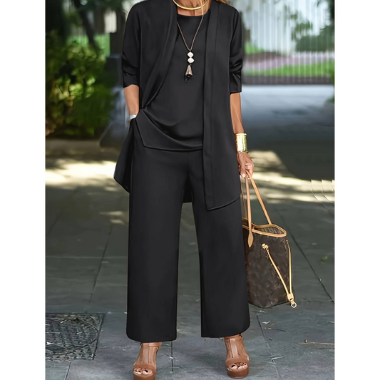 Deslumbra | Conjunto de cárdigan largo de 3 piezas para mujer, manga larga