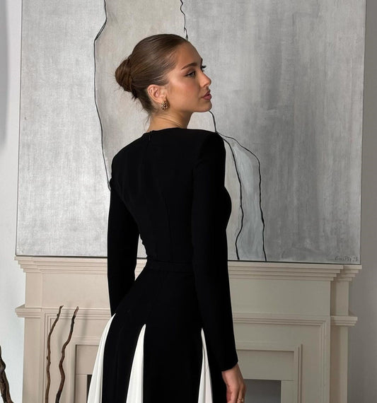 Out-Shine | Monochrome Elegance Maxi Dress