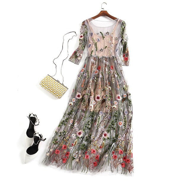 Out-Shine | Boho Floral Mesh Dress Set