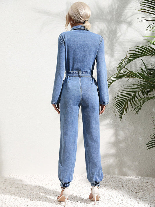 Out-Shine | Jumpsuit with Patch Pocket and Denim Belt