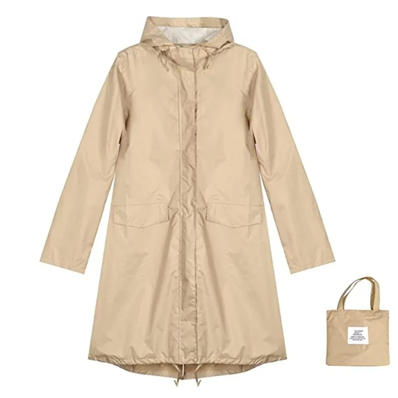 Out-Shine | Ladies rain jacket with hood, long waterproof light jacket