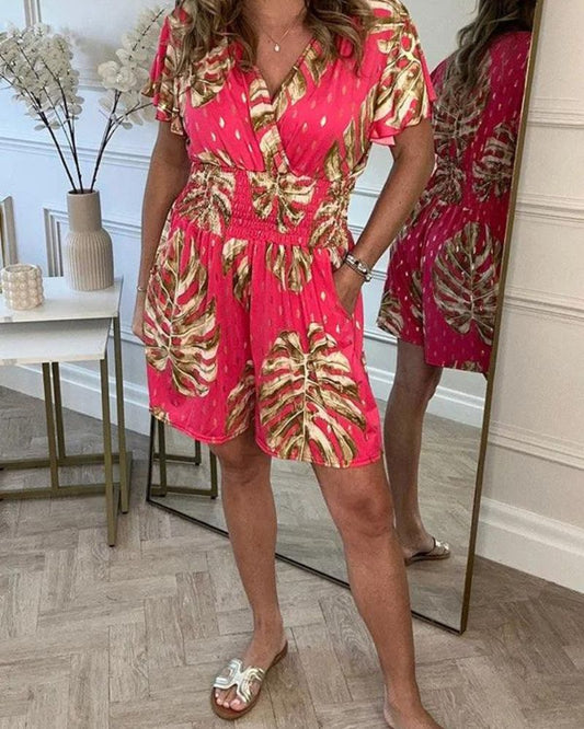 Deslumbra | Monos con bolsillo y estampado floral de lunares