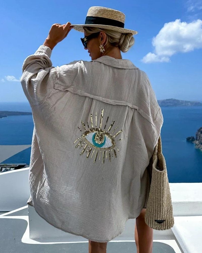 Deslumbra | Camisa informal con lentejuelas y cuentas