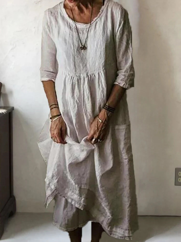 Out-Shine | Comfy Maxi Dress with Loose Round Neck