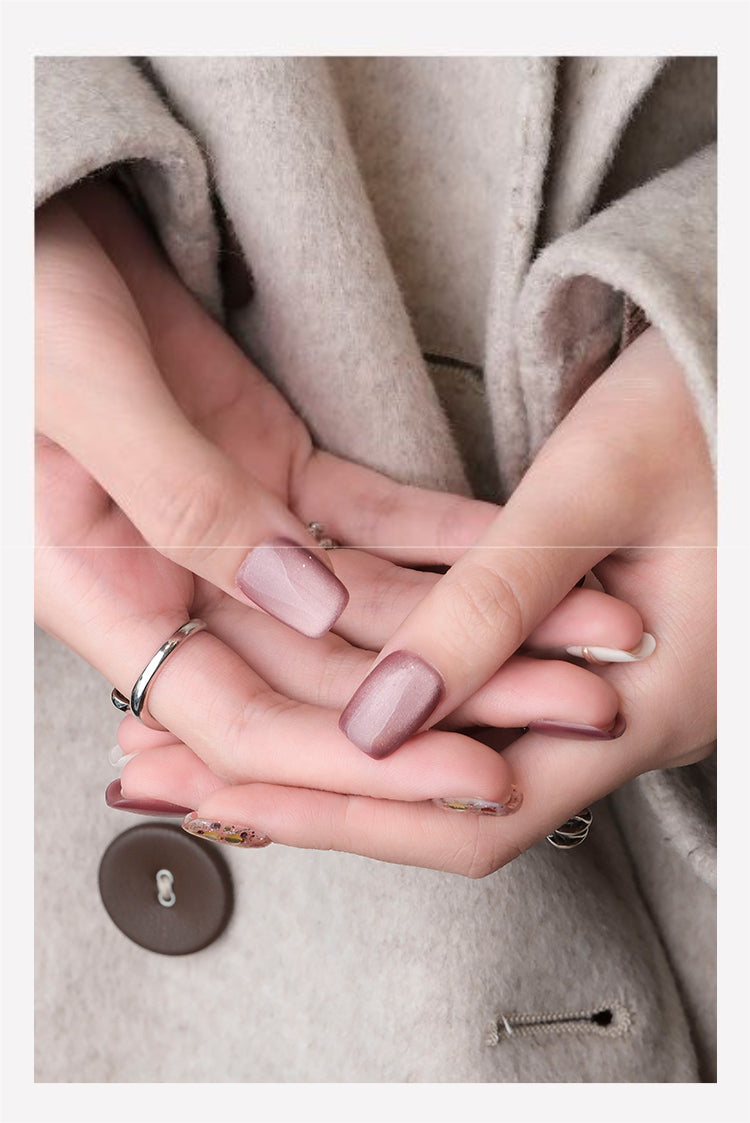 Out-Shine | Raspberry, High-end French Sweet, Thin and Bright Cat's Eye Press-on Nails