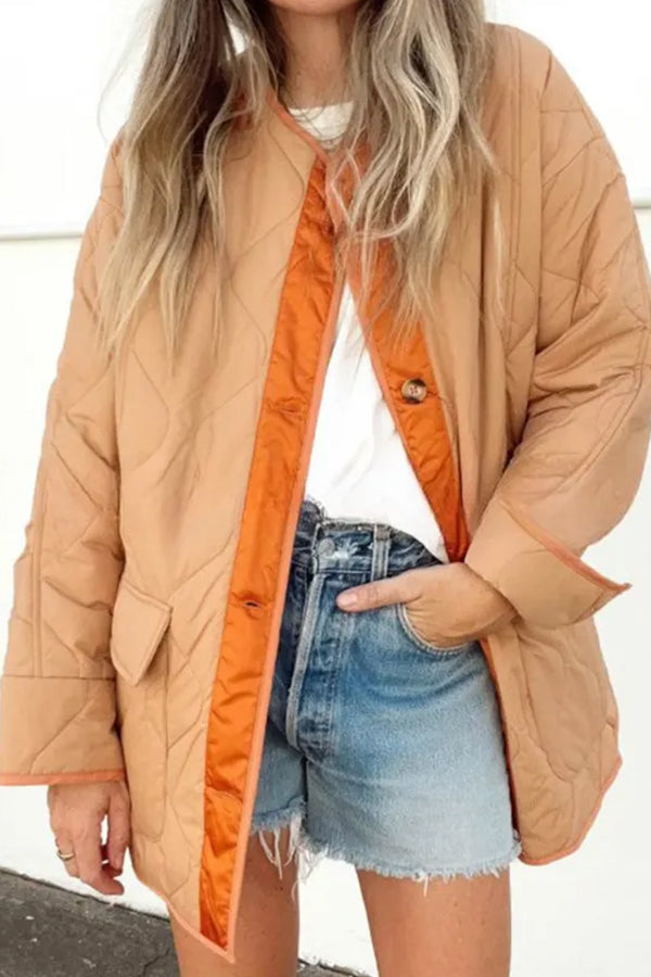 Brille con luz propia | Chaqueta informal de algodón holgada con bloques de color y bolsillos