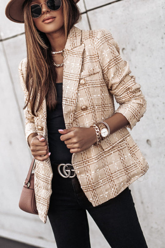 Out-Shine | Catch Double Breasted Plaid Blazer