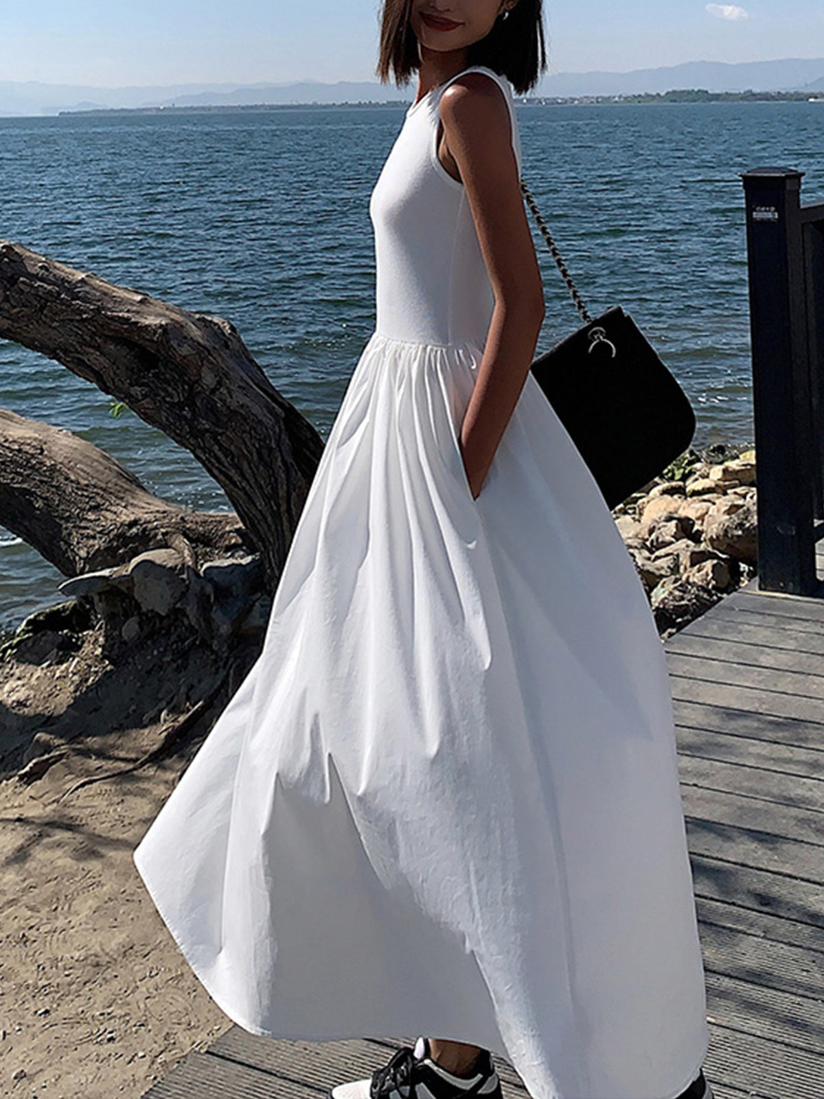 Out-Shine | Leisure Crew Neck Long Dress For Women