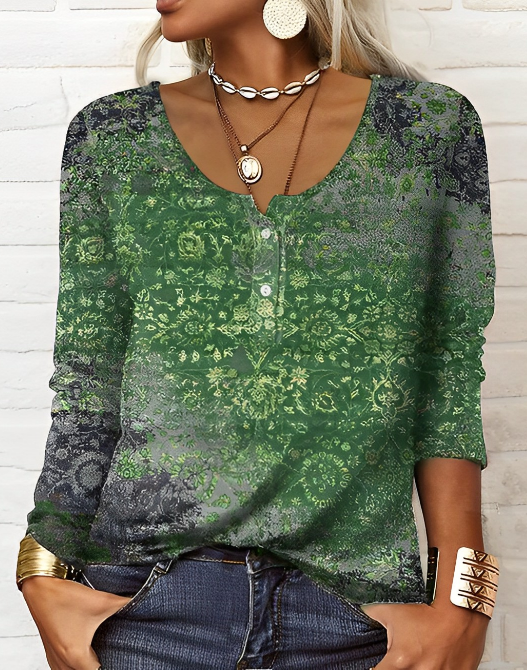 Brilla con luz propia | Top étnico informal de mezcla de algodón