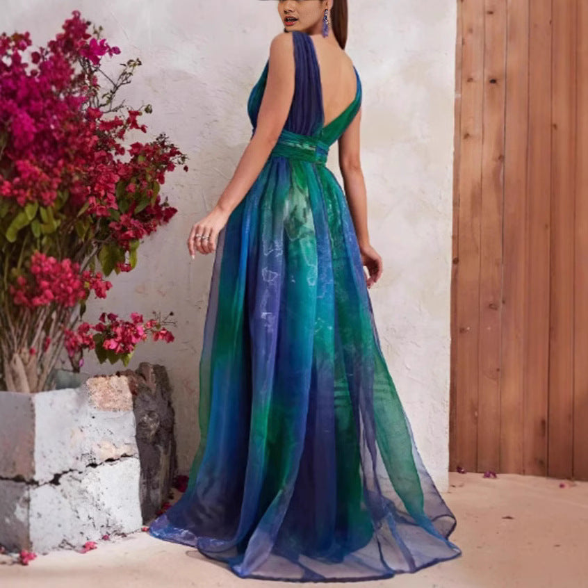 Out-Shine | Backless Floral Chiffon Maxi Dress