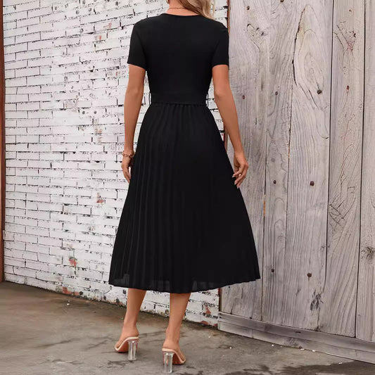 Out-Shine | flowing short sleeve girdle midi dress