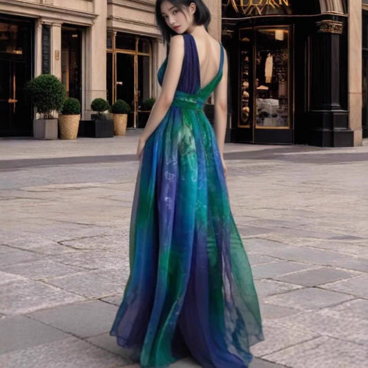 Out-Shine | Backless Floral Chiffon Maxi Dress