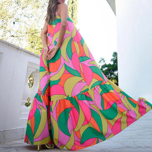 Out-Shine | Elegant Printed Open - Back Dress