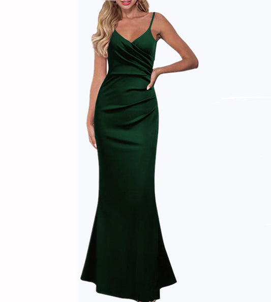 Out-Shine | Single Color Slim Fit Flowing Maxi Dress