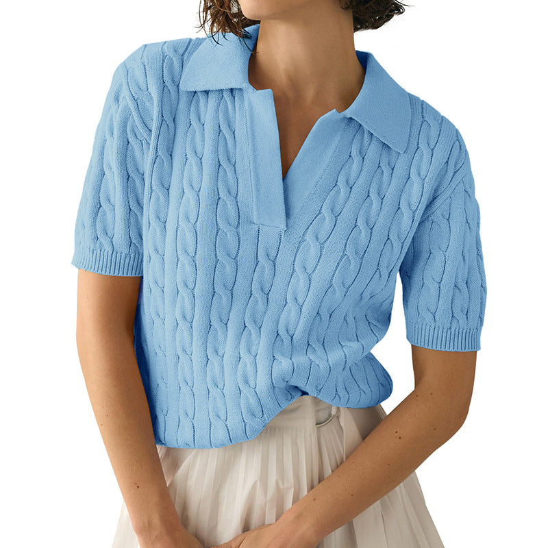 Deslumbra | Suéter de punto trenzado con cuello polo