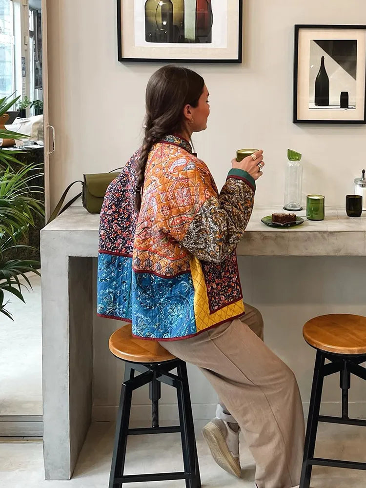 Out-Shine | Floral Reversible Jacket: Warmth and Style in One, Bohemian Design