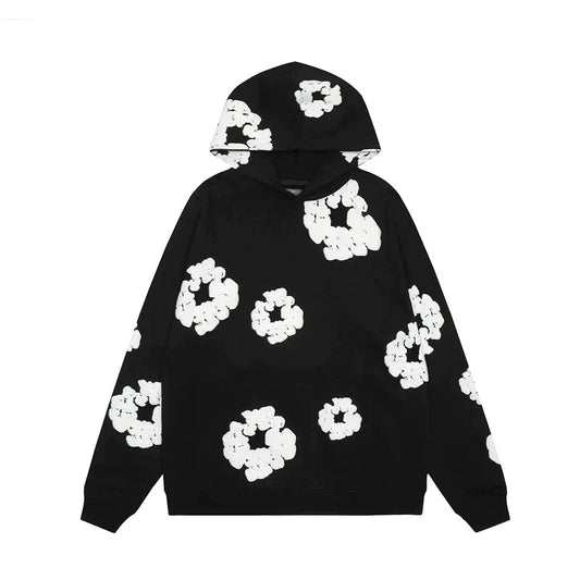 Out-Shine | Hooded Sweatshirt In Denim With Floral Print And Hood