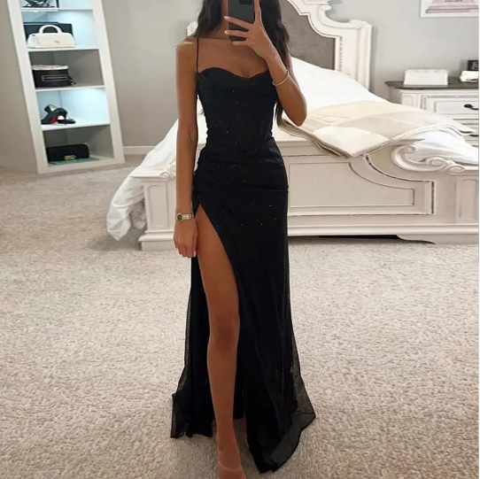 Out-Shine | Elegant High Slit Backless Dress