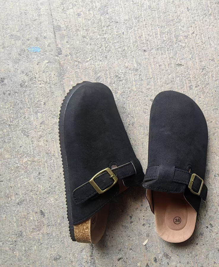 Out-Shine | Casual Suede Buckle-Strap Clogs For