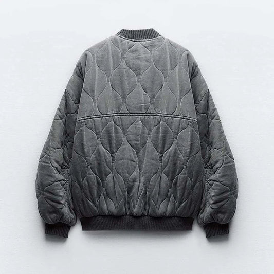 Out Shine | Women's Loose Fit Gray Bomber Jacket