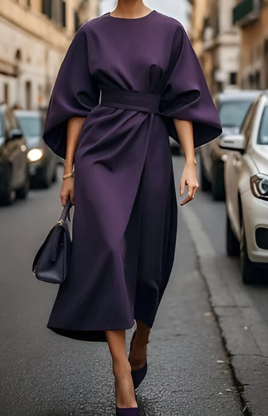 Deslumbra | Elegante vestido de manga abullonada con lazo