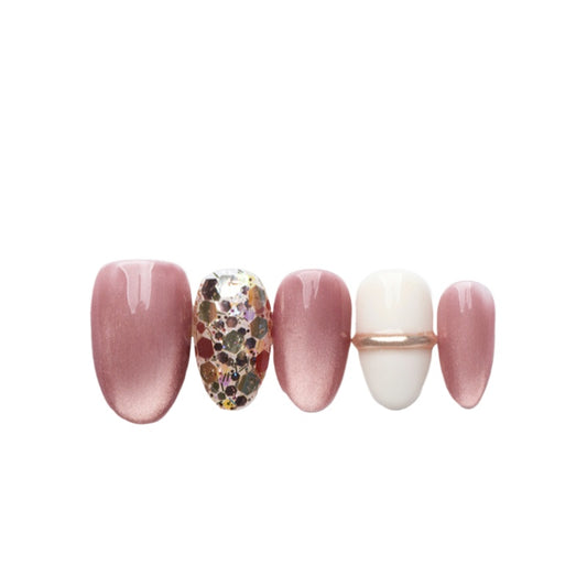 Out-Shine | Raspberry, High-end French Sweet, Thin and Bright Cat's Eye Press-on Nails