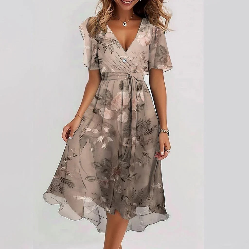 Out-Shine | Midi Dress with Stylish Flower Pattern