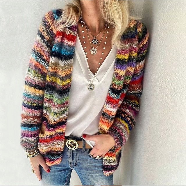 Out-Shine | Colorful Striped Cardigan