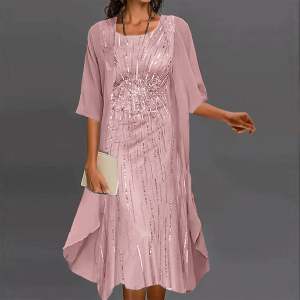 Out-Shine | Casual Printing Chiffon Dress Two-Piece Set