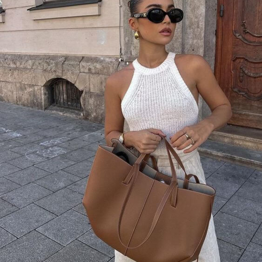 Deslumbra | Bolso de hombro marrón de diseñador para mujer