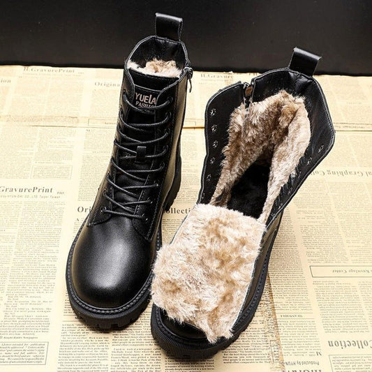 Out-Shine | Luxury Black Leather Women's Winter Boots