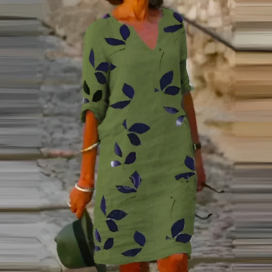 Out-Shine | Stunning Women's Summer Dress With Leaf Print