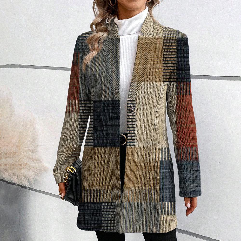 Out-Shine | Elegant Checked Women's Blazer Coat