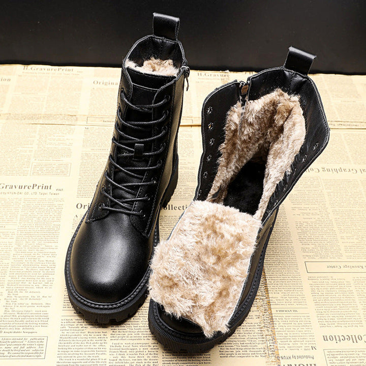 Out-Shine | Luxury Black Leather Women's Winter Boots