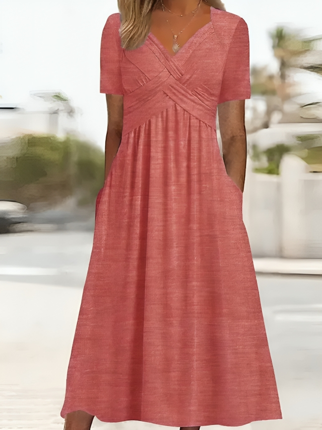 Out-Shine | Casual Dress With V-Neck