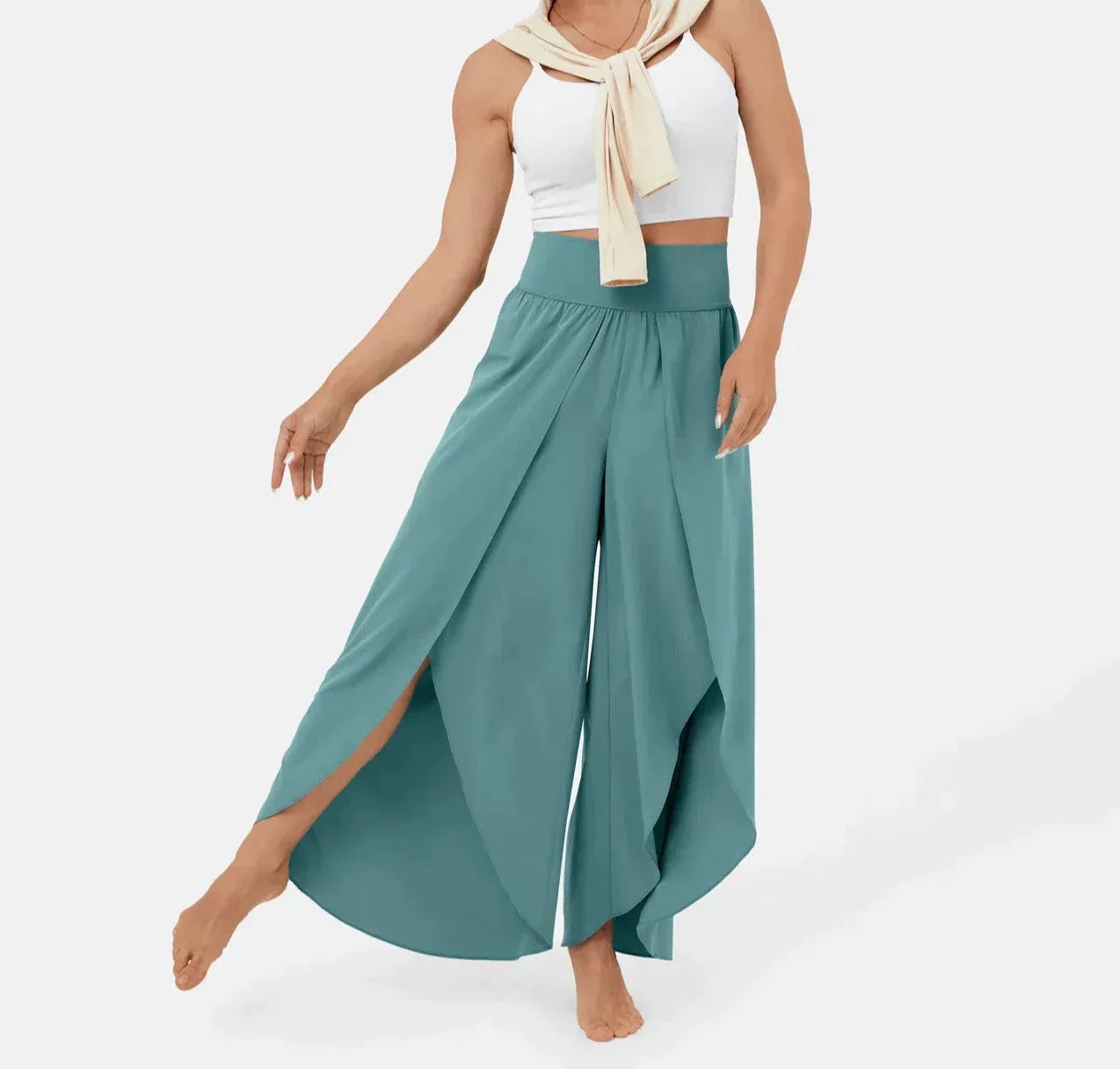 Out-Shine | Airy Black Flapping Women's Pants With Integrated Shorts