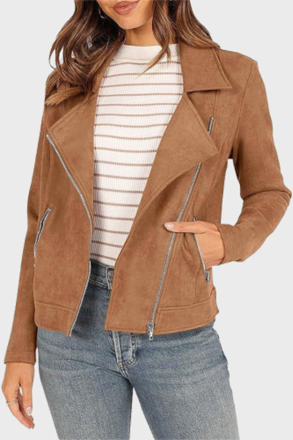 Out-Shine | Suede Cropped Biker Jacket