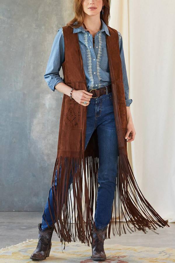 Out-Shine | Tassel Horse Slim Fit Sleeveless Vest Cape Coat