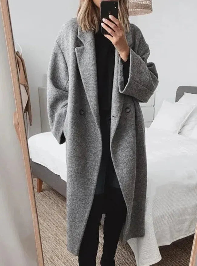 Out-Shine | Oversize Women's Cashmere Coat with Reverse Collar