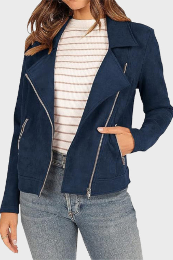 Out-Shine | Suede Cropped Biker Jacket