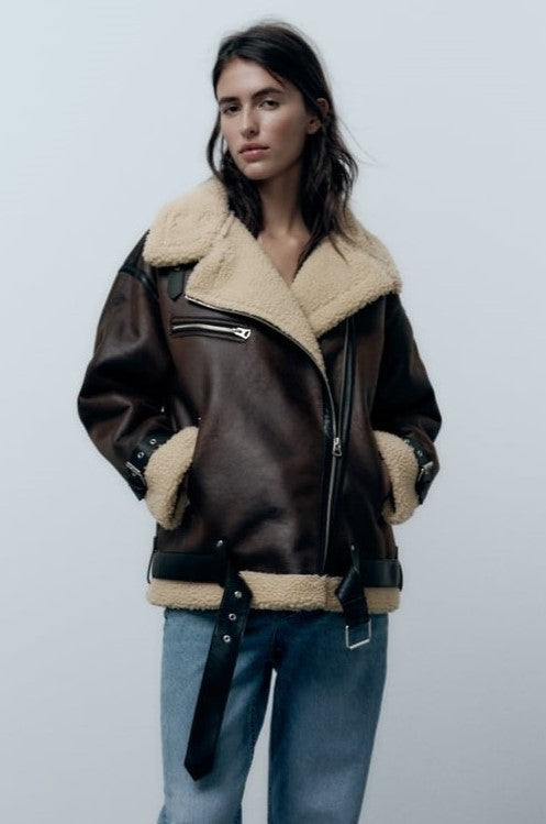 Out-Shine | Jacket Featuring A Vegan Leather Lapel Accent