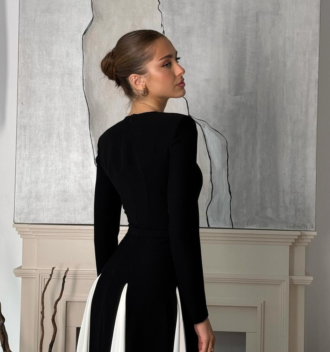 Out-Shine | Monochrome Elegance Maxi Dress