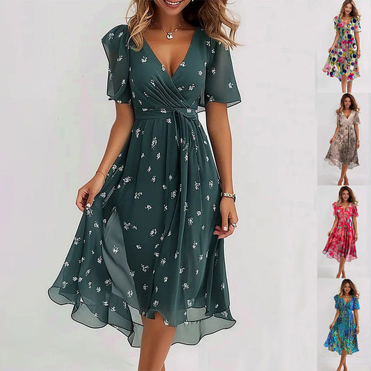 Out-Shine | Midi Dress With Stylish Floral Pattern