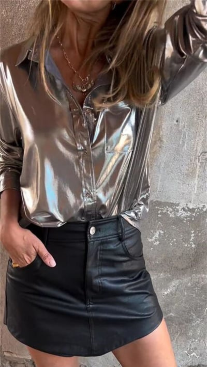 Brilla con luz propia | Camisa de solapa brillante