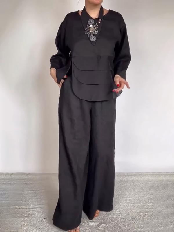 Deslumbra | Conjunto de tres piezas de satén liso para mujer 