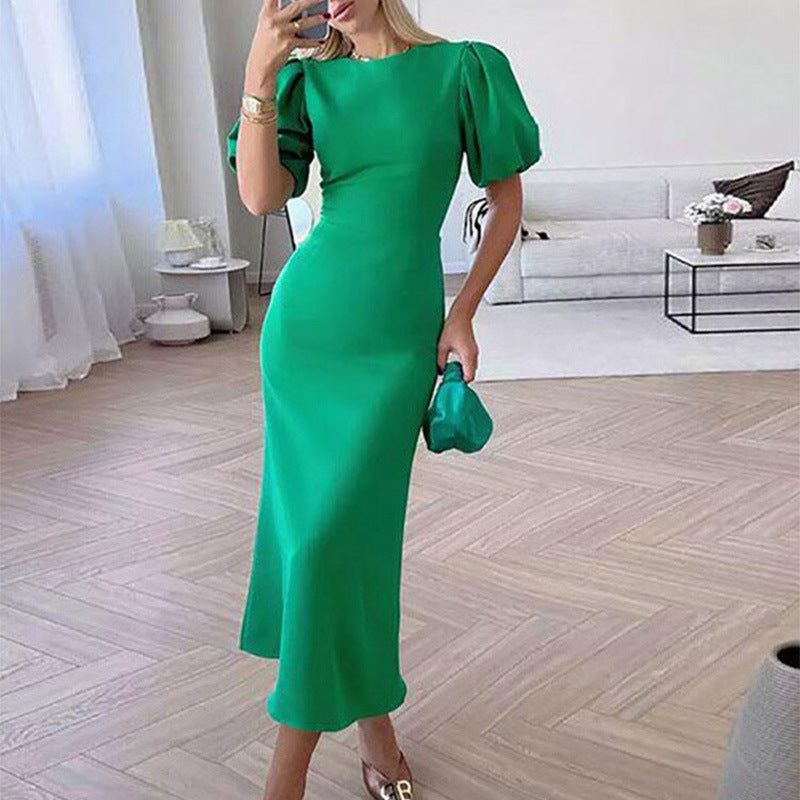 Out-Shine | Sleeve Waist Trimming Fashion Slim Long Dress