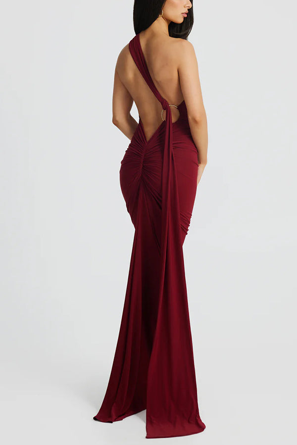Out-Shine | Elegant White One-Shoulder Backless Gown