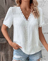 Out-Shine | Lace Blouse Short Sleeves With V-Neck