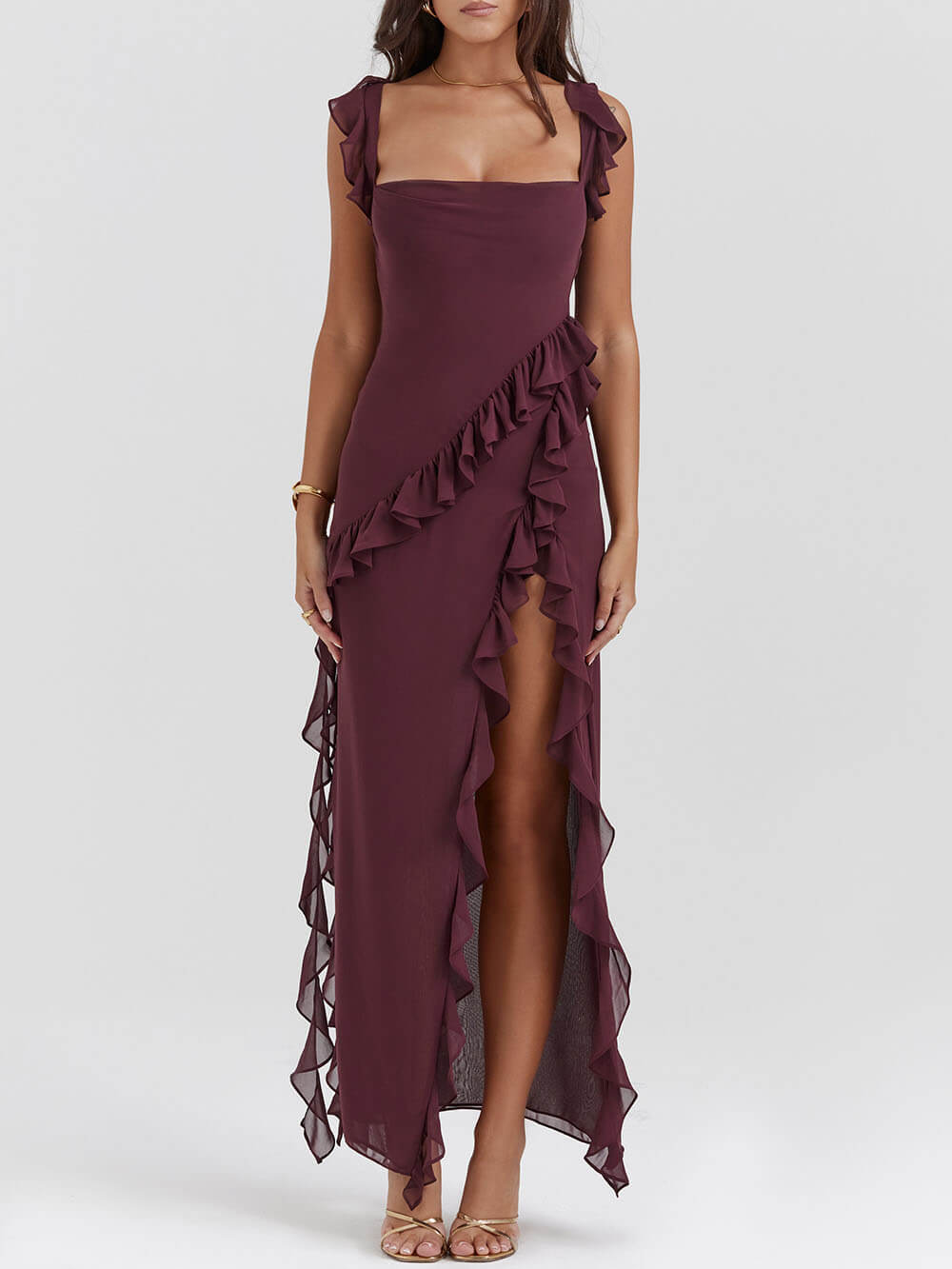 Out-Shine | Ruffled Asymmetrical Maxi Dress