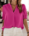 Out-Shine | Casual V-Neck Puff Sleeve Blouse For Women